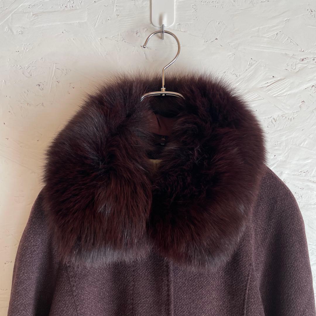 カシミヤ100%【BALMAIN】ウールロングコート　ステンカラーコート　9