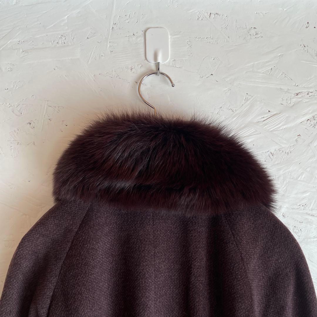 カシミヤ100%【BALMAIN】ウールロングコート　ステンカラーコート　9