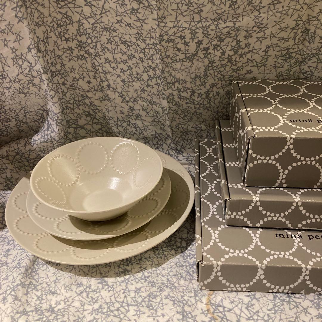 mina perhonen タンバリン　ボウル　プレートセット　ホワイト　皿