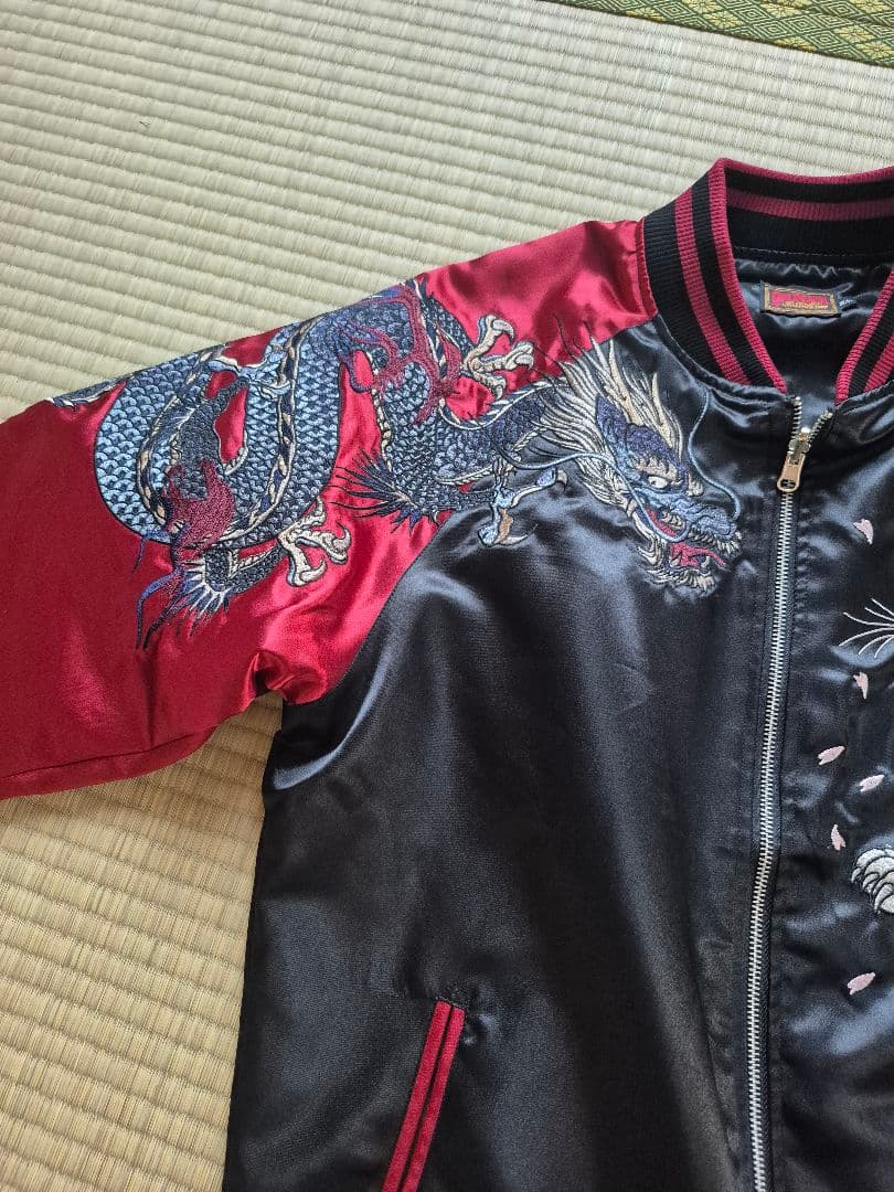 【新品】鬼デニム ONI DENIM スカジャン XL 黒 龍レッド値下げ