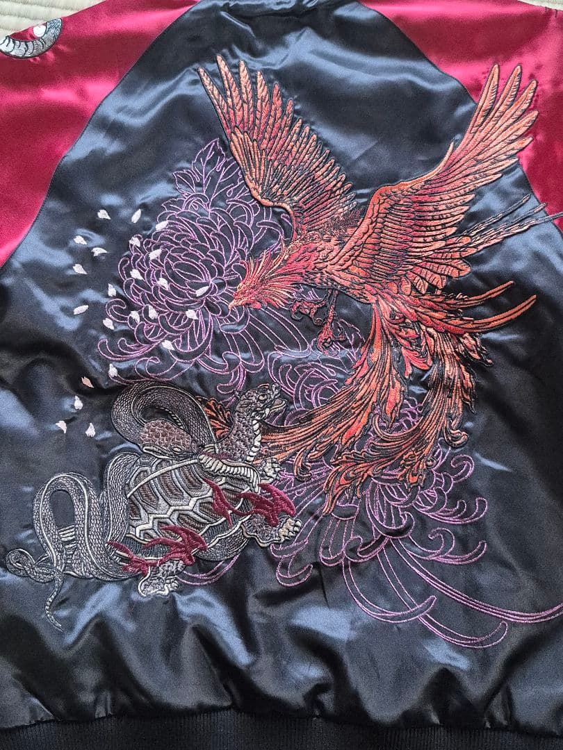 【新品】鬼デニム ONI DENIM スカジャン XL 黒 龍レッド値下げ