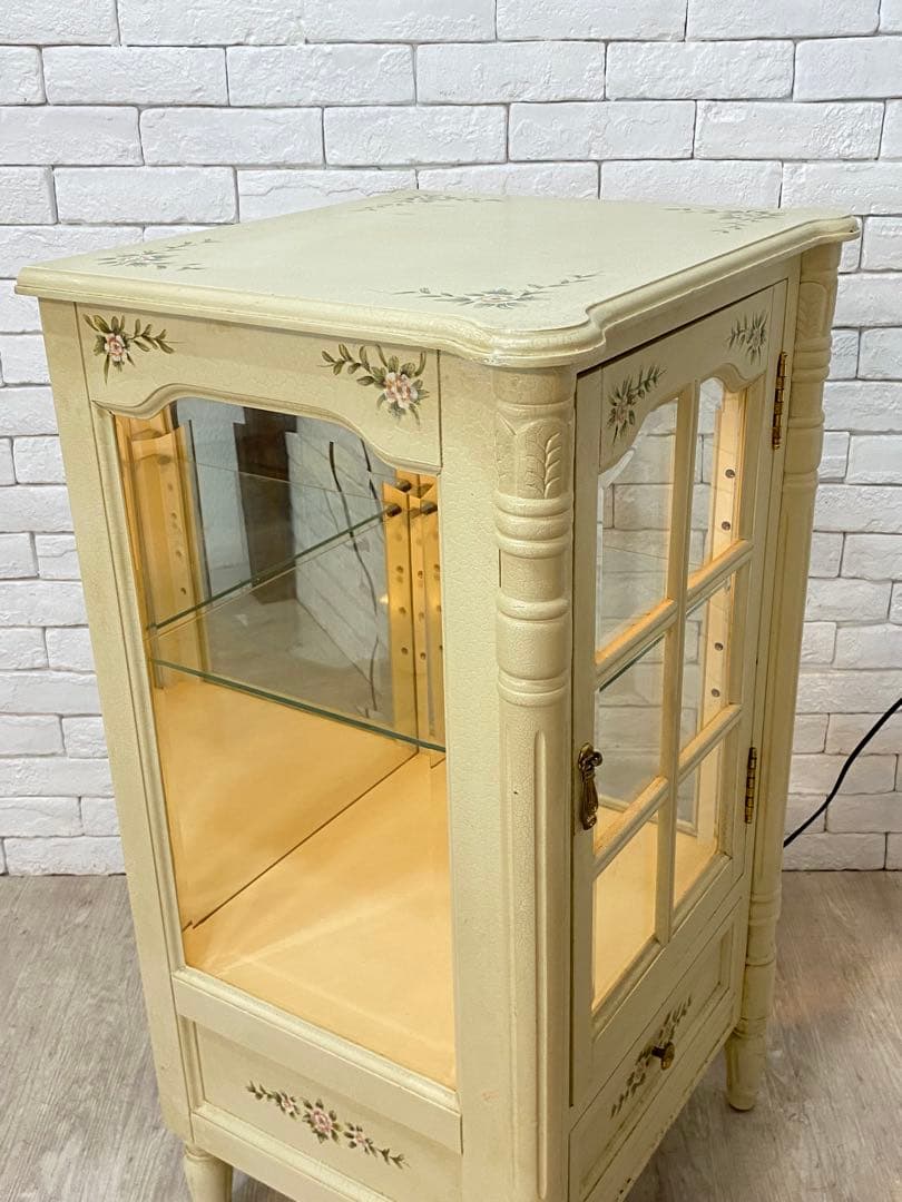 【東京都内23区配送無料】ショーケース　ガラス　キュリオ　ロココ　アンティーク