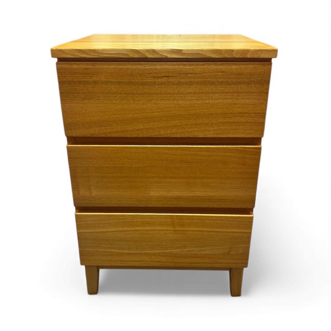 美品　無印良品 タモ材　3段チェスト キャビネット　廃盤　シンプル モダン 北欧