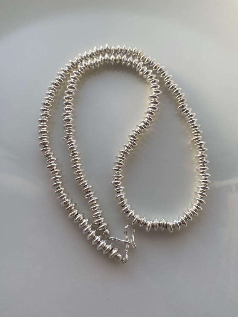 silver シルバー 925 ビーズ 一連 シャイニー ネックレス 45.3