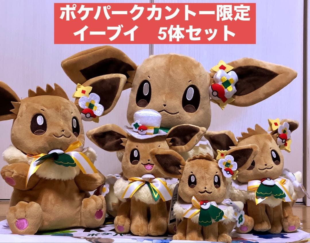 ポケパークカントー　 ショップ　限定 イーブイ　ぬいぐるみ5体セット