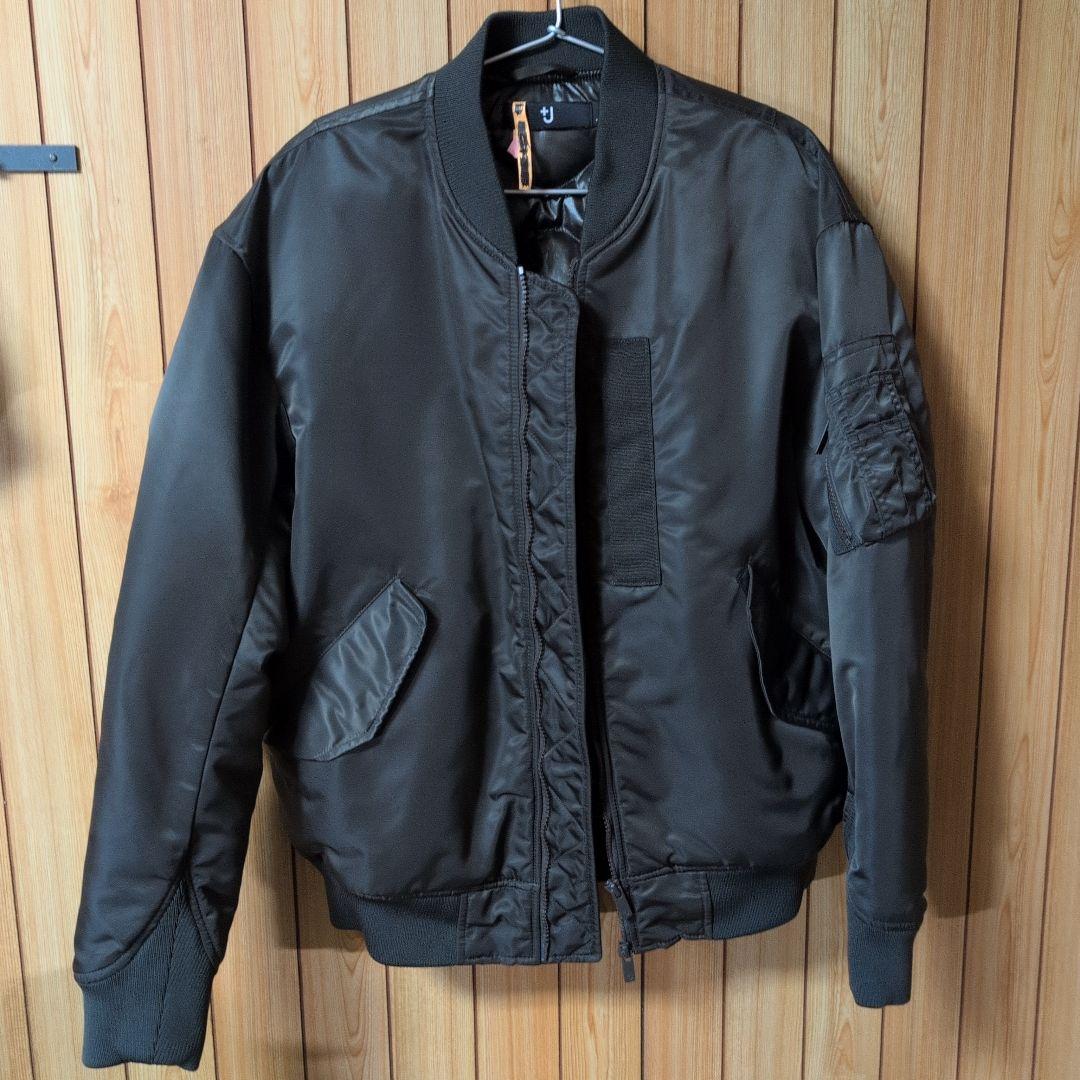 【美品】ユニクロ +J ハイブリッドダウンオーバーサイズMA-1 グレー