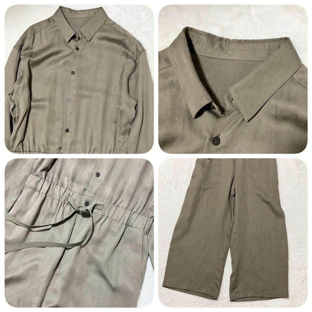 未使用級 FRAMeWORK 24年 リネン混 オールインワン シャツ 38 紐