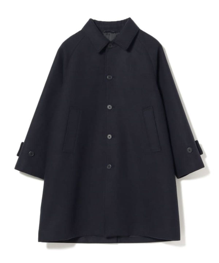 【美品】BEAMS フリースステンカラーコート　M ネイビー