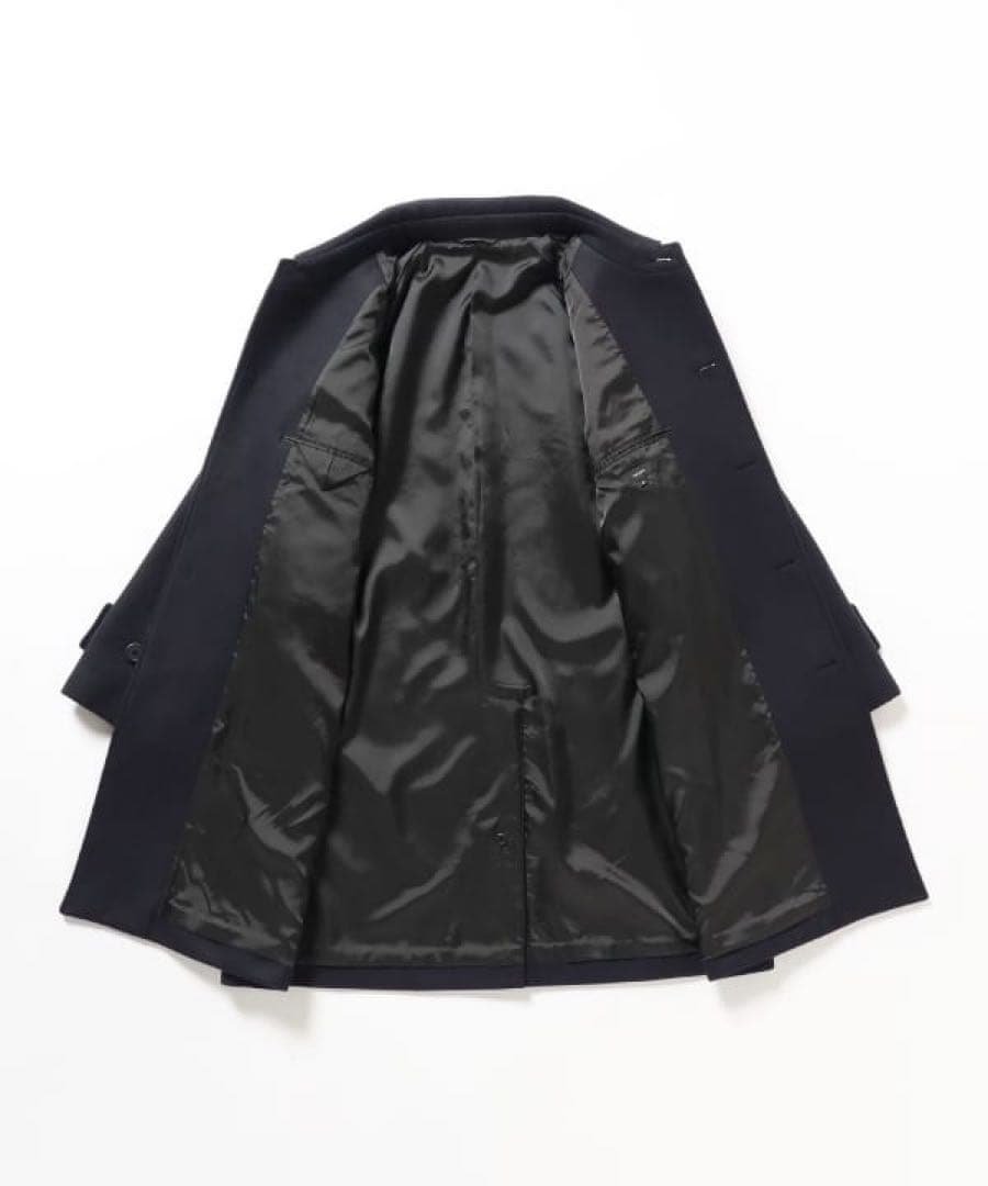 【美品】BEAMS フリースステンカラーコート　M ネイビー