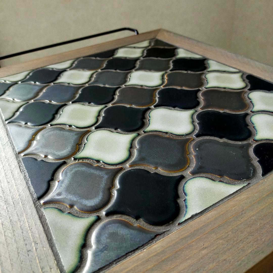 【新作】ランタンタイルのキッチンワゴン【handmade】ブラック×グレー