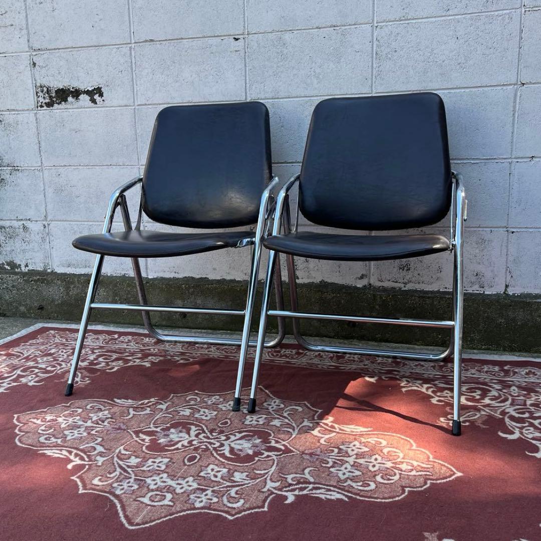 古家具 2点セット◾️KOKUYO 折り畳み椅子/ フォールディングチェア C