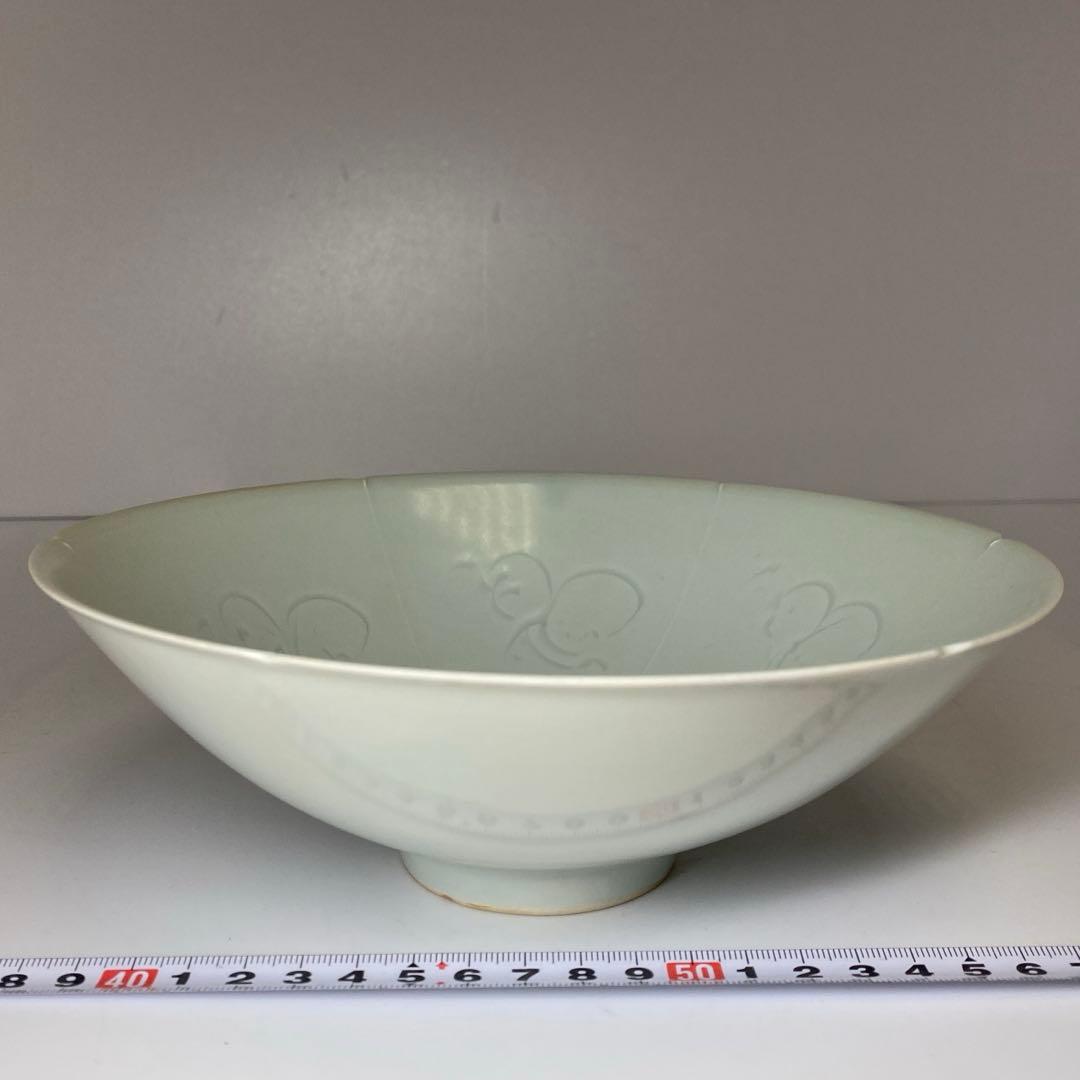 中国美術 青白磁 大鉢 w20.8cm 東キ7-1123⑤ タニト