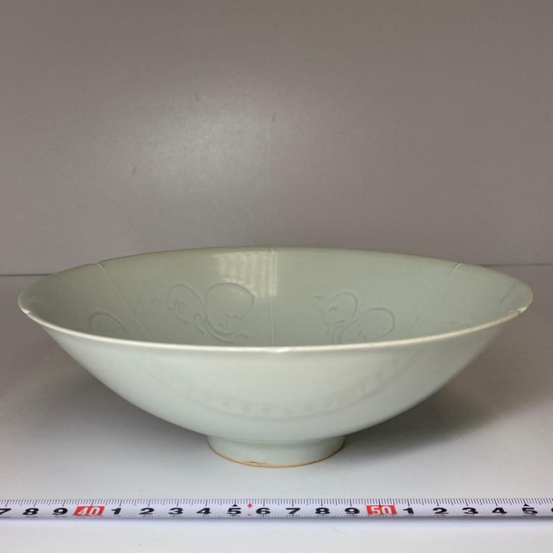 中国美術 青白磁 大鉢 w20.8cm 東キ7-1123⑤ タニト