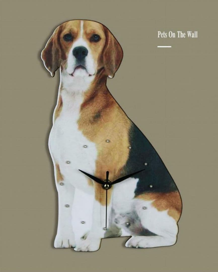 【リアル】壁掛け ペット時計 かわいい ビーグル インテリア