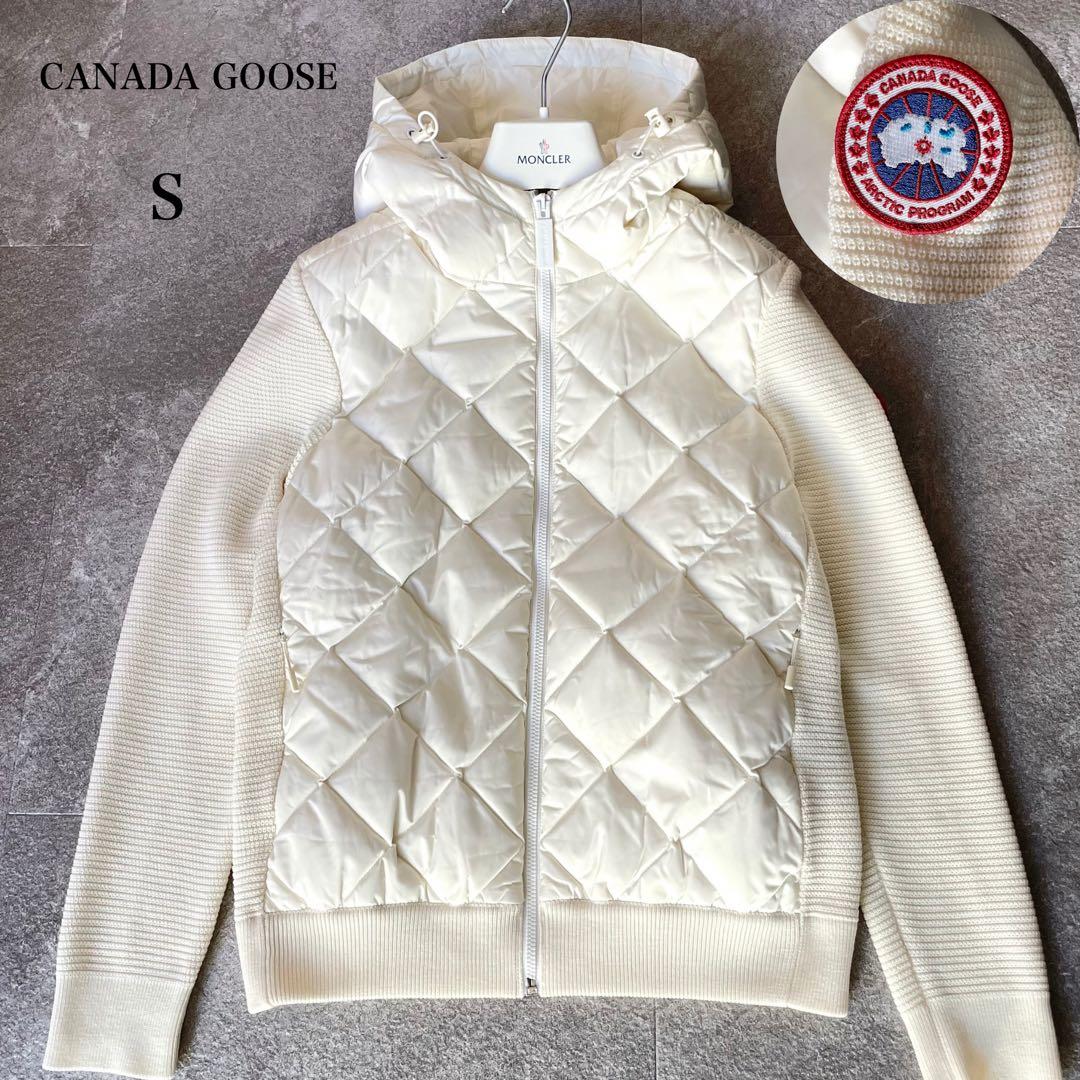 未使用級★カナダグース　ハイブリッジ　キルテッド　ニットフーディー　ダウン　S