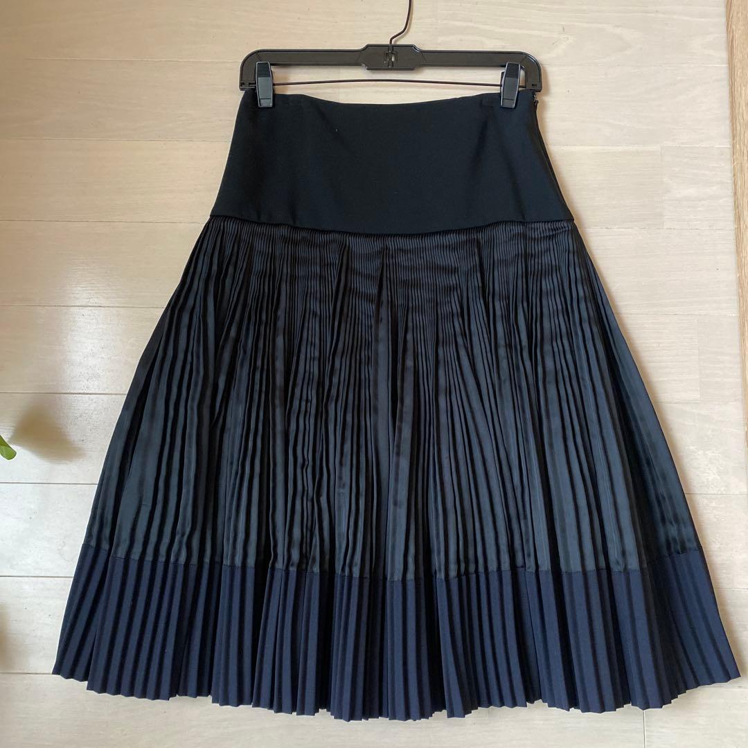 PLAN C ブラック プリーツスカート ひざ丈