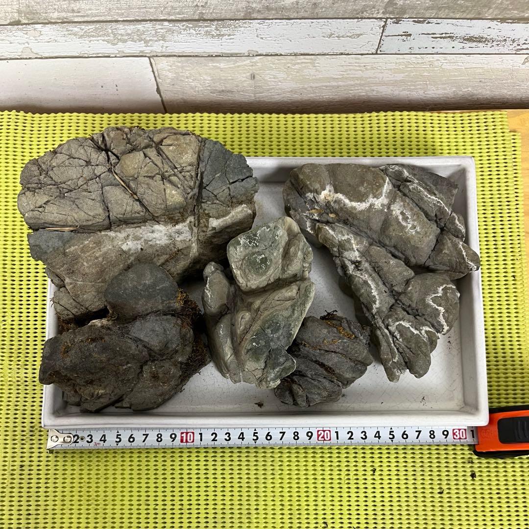 【5個セット】誉平(ポンピラ）石　自然石　水石 盆栽 鑑賞　台座付き