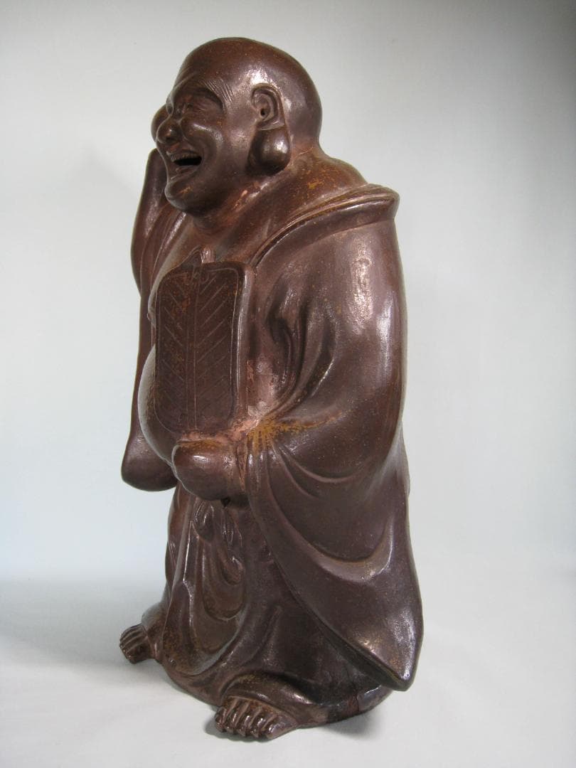 備前焼　特大布袋尊　【備前陶香造】の搔き銘　高さ40㎝以上