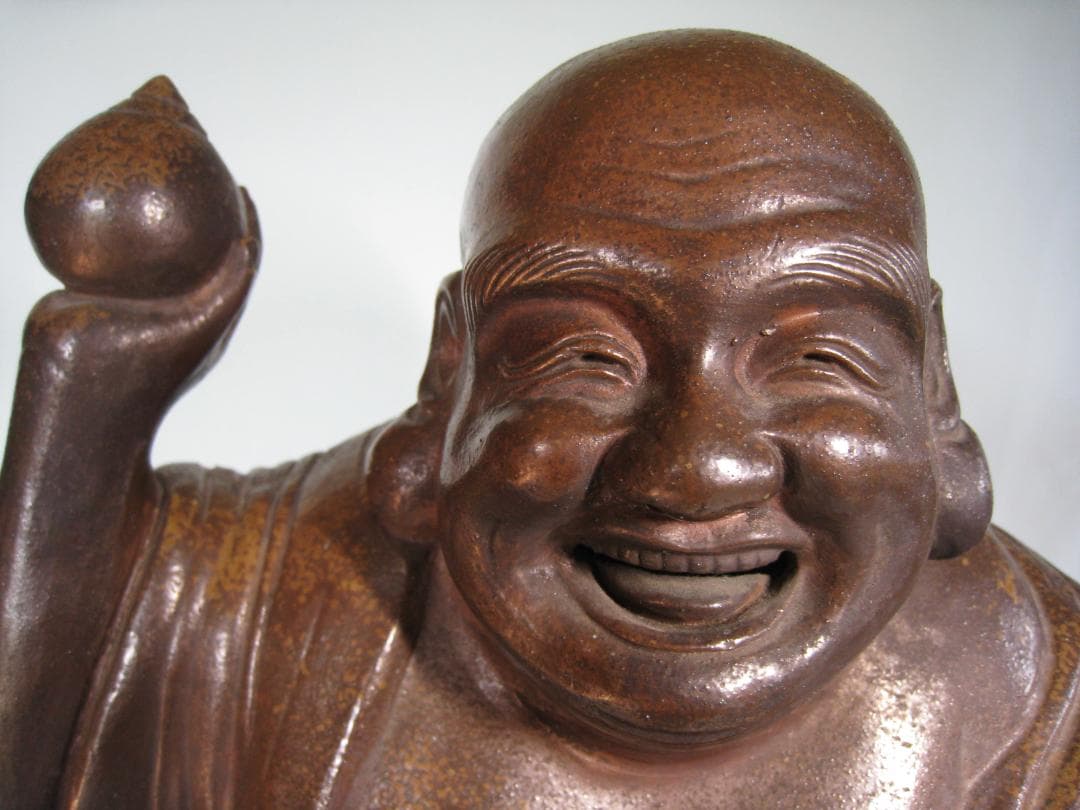 備前焼　特大布袋尊　【備前陶香造】の搔き銘　高さ40㎝以上