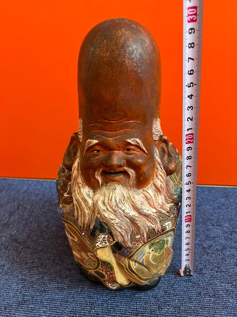 1162 希少　九谷焼　寿老人　置物　時代物