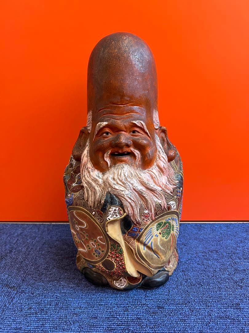 1162 希少　九谷焼　寿老人　置物　時代物