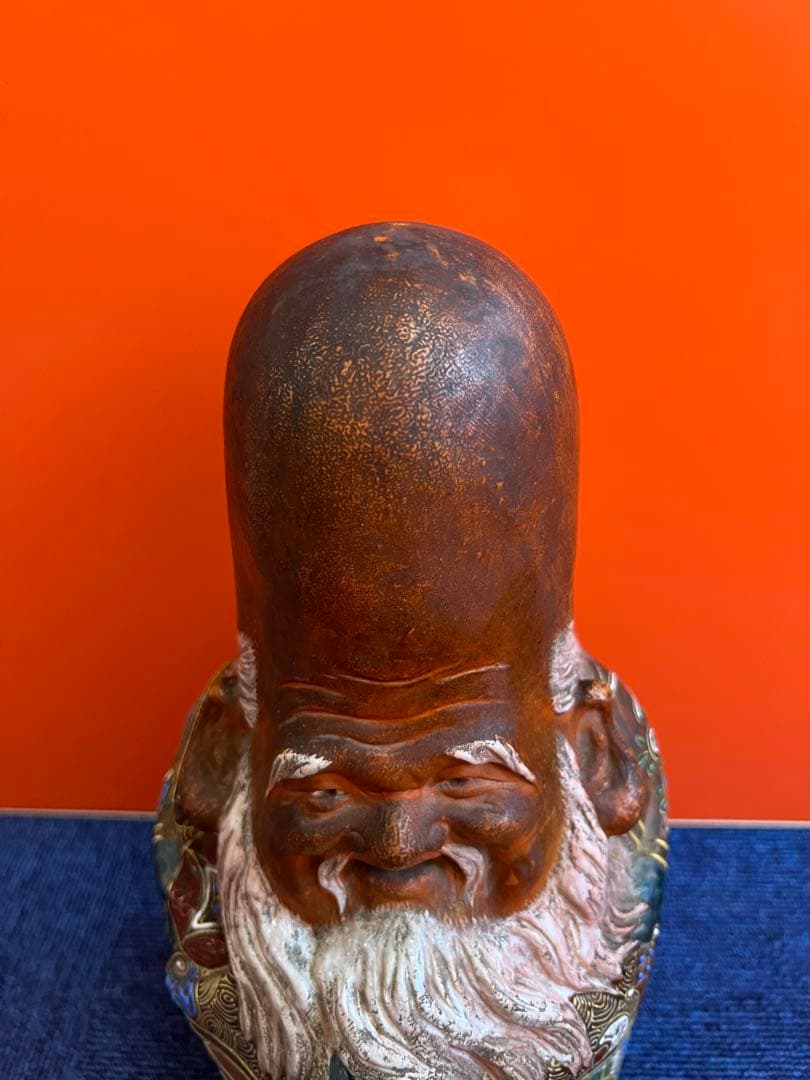 1162 希少　九谷焼　寿老人　置物　時代物