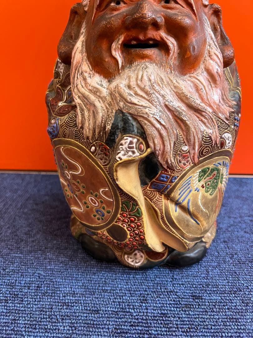 1162 希少　九谷焼　寿老人　置物　時代物