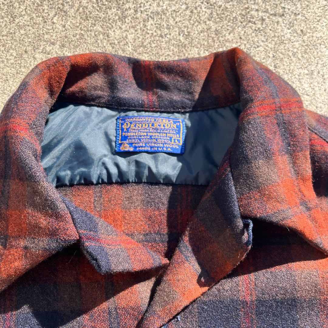 70s Pendleton オンブレボードシャツウールL ブラウン