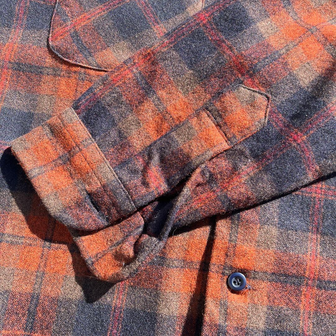 70s Pendleton オンブレボードシャツウールL ブラウン