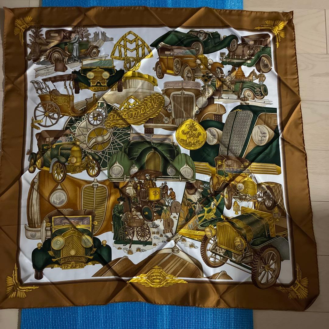 エルメス　クラシックカー柄 シルクスカーフ 90cm