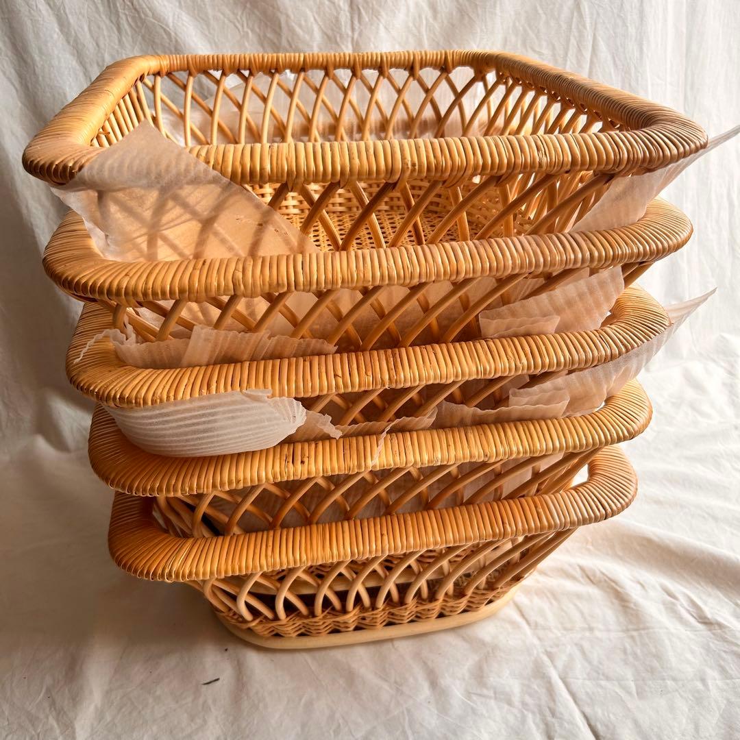 【新品】ラタンバスケット 5個セット おしゃれカゴ