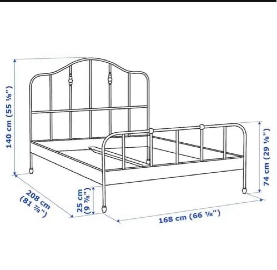 IKEAクイーンベッドフレーム ブラック