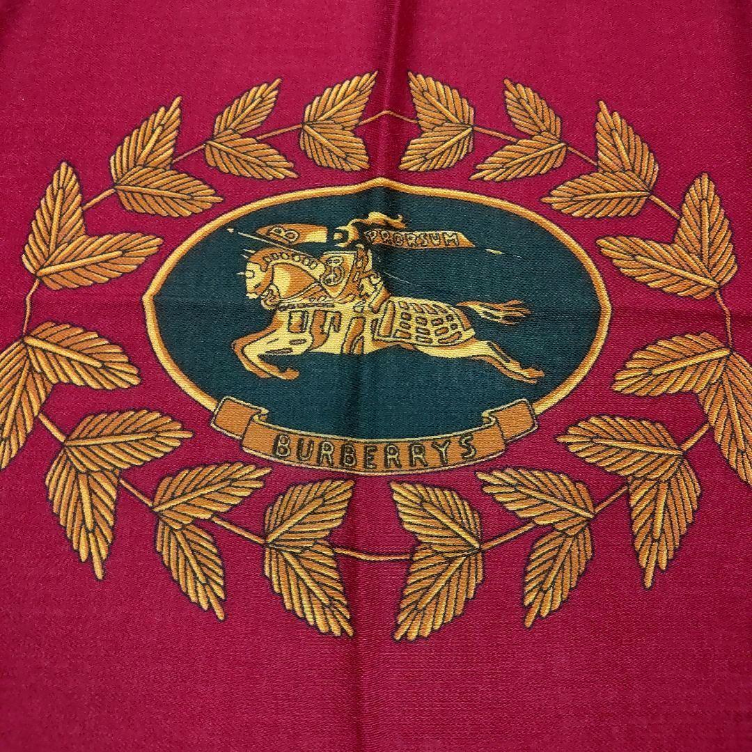 BURBERRYS 美品ウール大判ストール 赤色 ロゴ刺繍 フリンジ付き