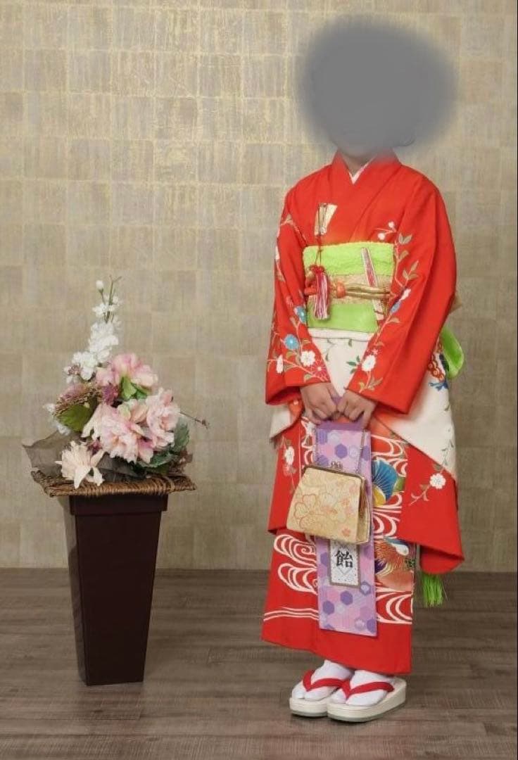 七五三　お正月　女の子　正絹　着物　長襦袢　肌着　7歳