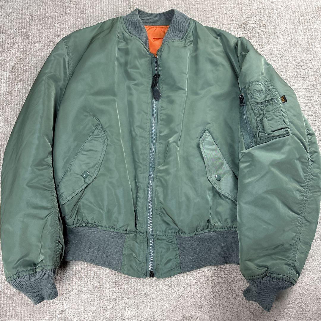 【USA製】90s ALPHA MA-1 セージグリーン L ヴィンテージ 短丈