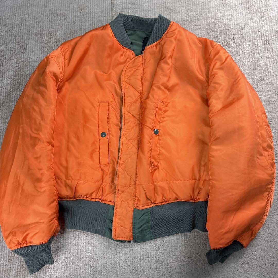 【USA製】90s ALPHA MA-1 セージグリーン L ヴィンテージ 短丈