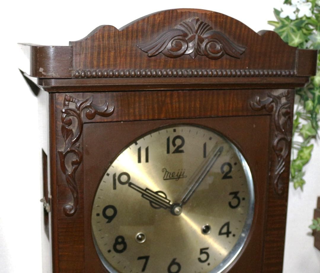 可動品 中型 meiji 明治時計 柱時計　掛け時計　８日巻き　キンコン打ち