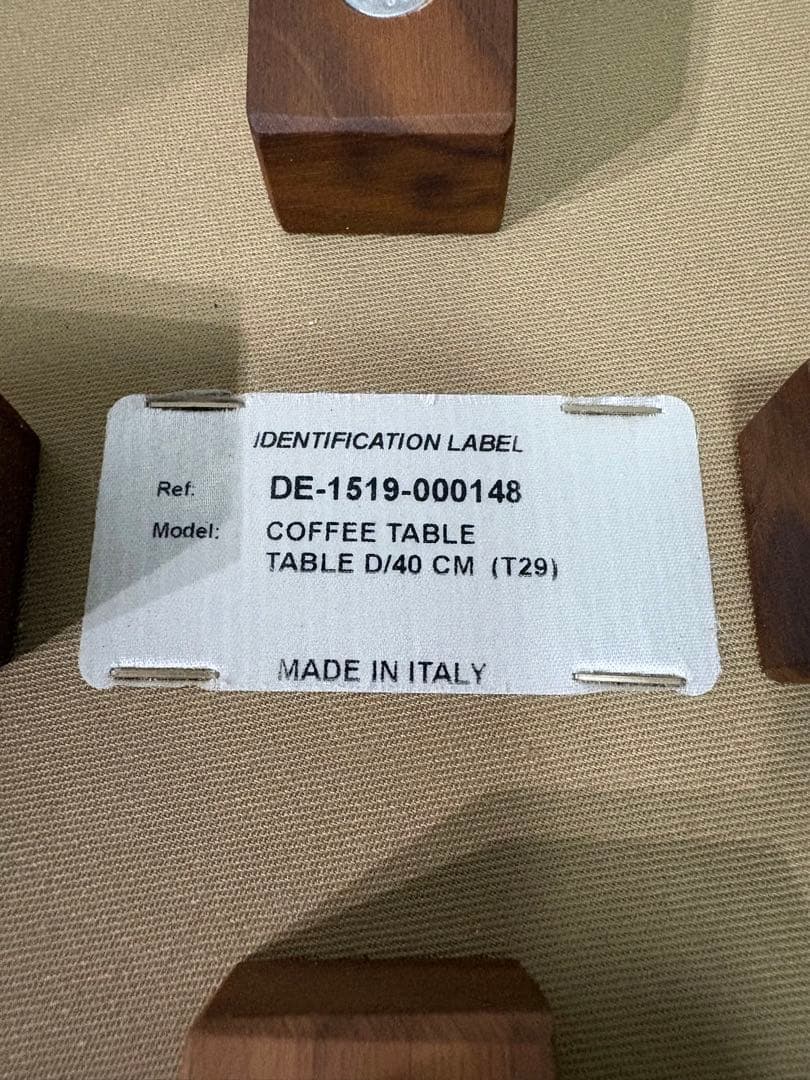 イタリア製 コーヒーテーブル φ40cm 無垢脚 レザートップ