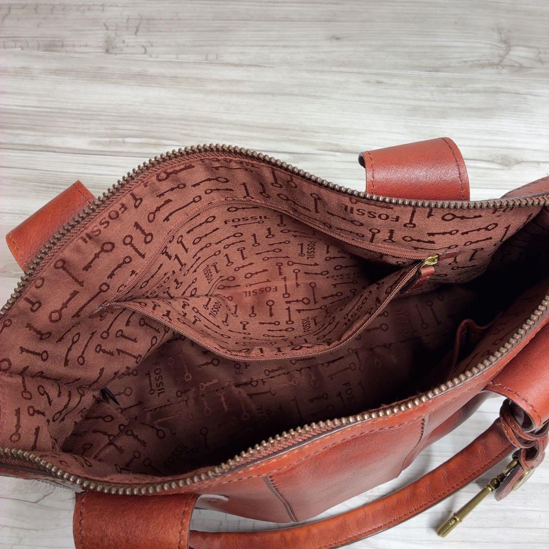 FOSSIL トートバッグ カギ アンティーク A4 ゴールド金具 クラシック
