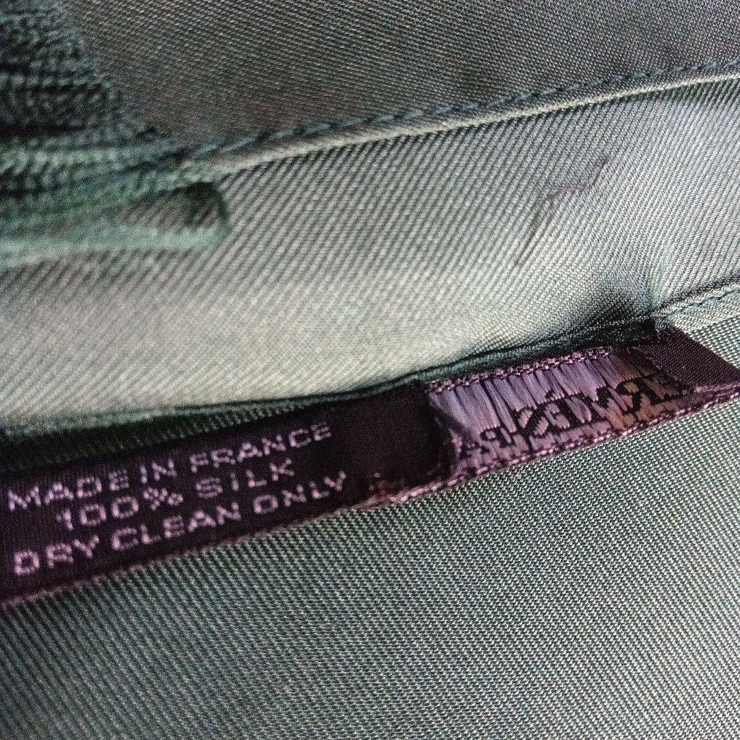 HERMES シルクスカーフ　ストールフリンジ付き赤グリーン