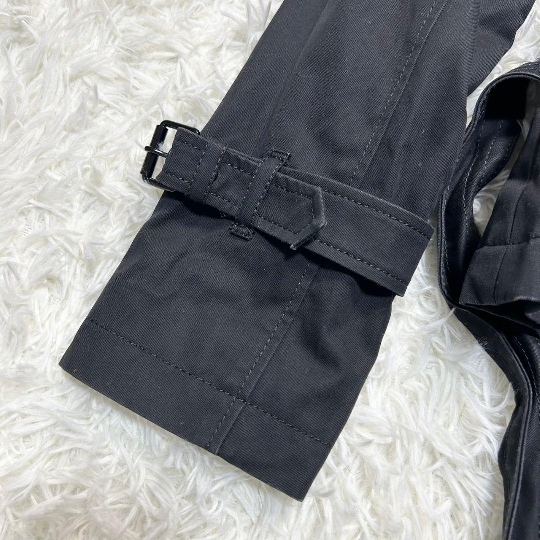 【美品】バーバリー ショートトレンチコート メガチェック ベルト付き 黒 36