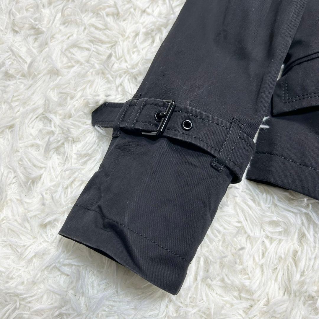 【美品】バーバリー ショートトレンチコート メガチェック ベルト付き 黒 36