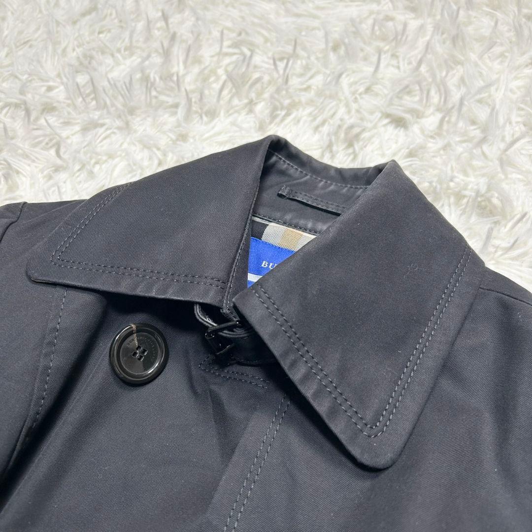 【美品】バーバリー ショートトレンチコート メガチェック ベルト付き 黒 36