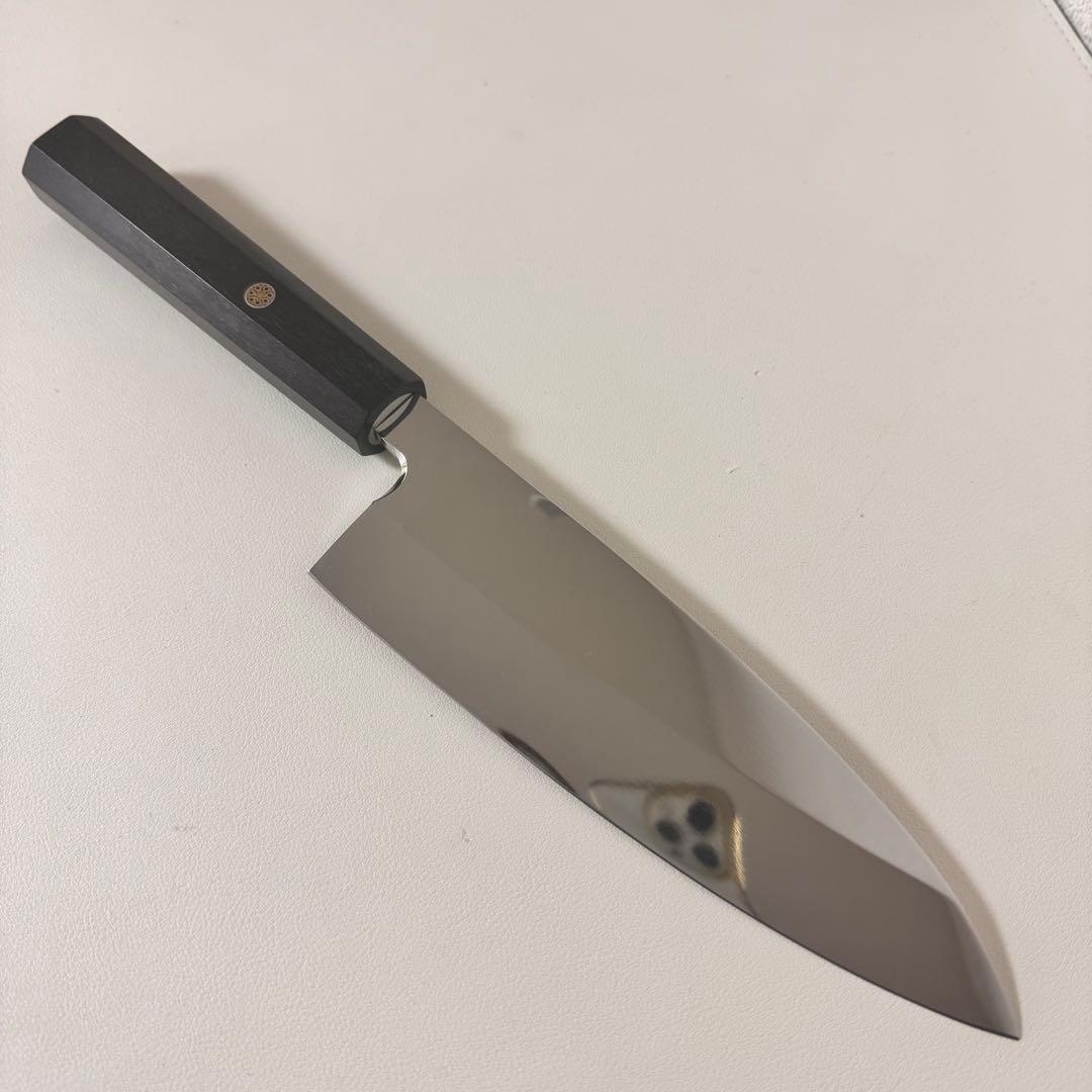 180mm出刃包丁 鏡面　黒檀八角柄 全鋼 和包丁•