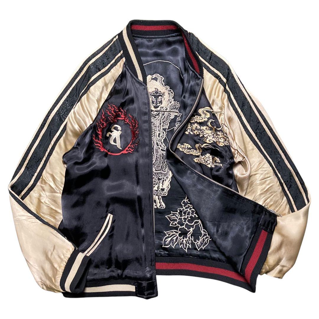 オイル 良品 00s百花繚乱 スカジャン 毘沙門天王 勝利 財宝の神四天王