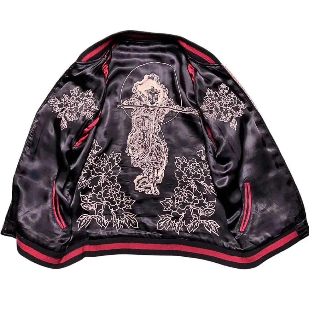 オイル 良品 00s百花繚乱 スカジャン 毘沙門天王 勝利 財宝の神四天王