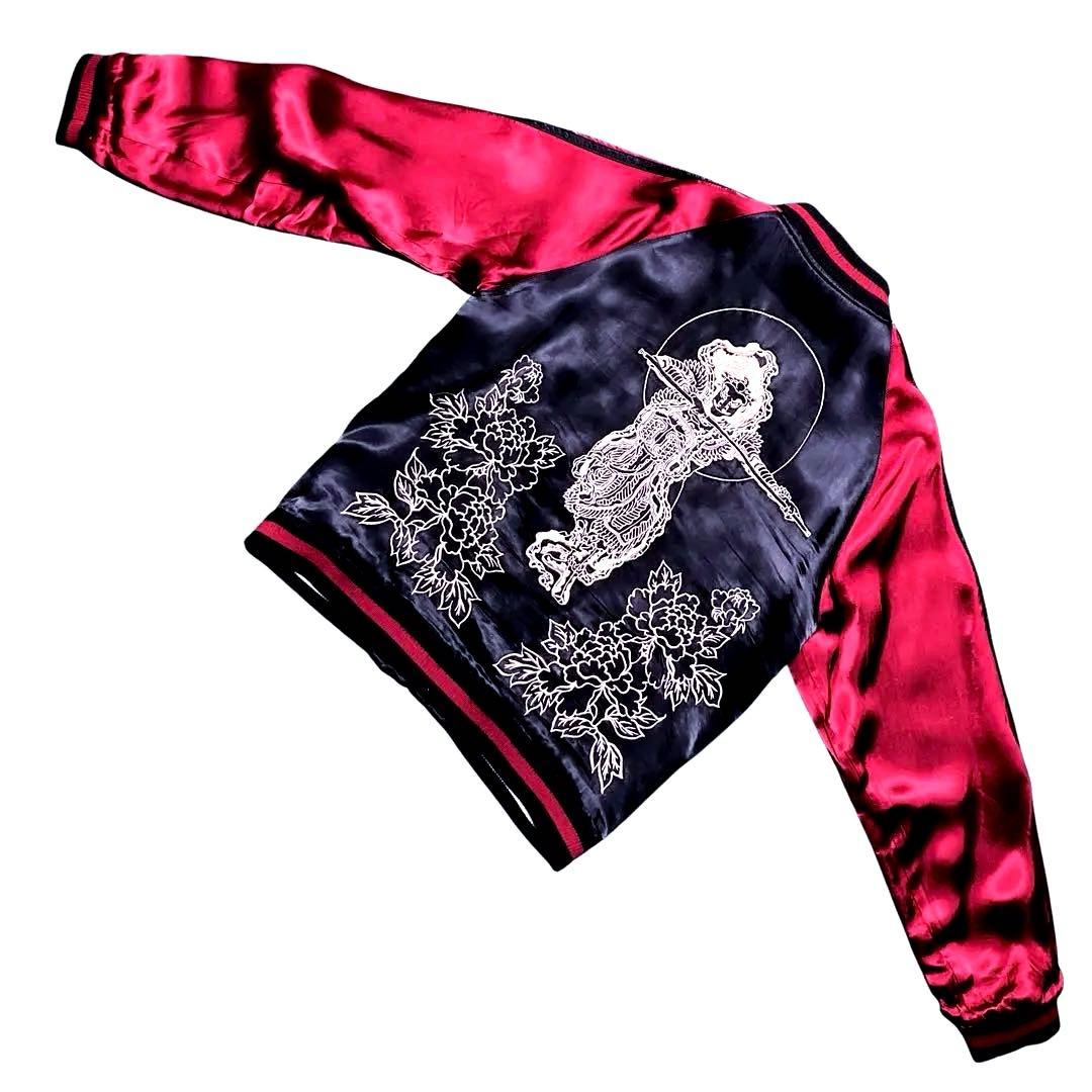 オイル 良品 00s百花繚乱 スカジャン 毘沙門天王 勝利 財宝の神四天王