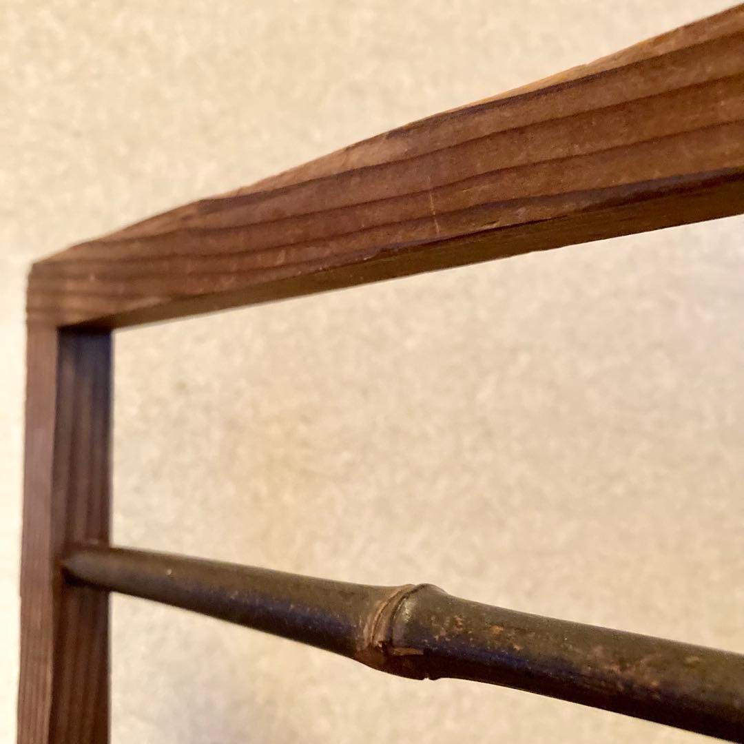 レトロ 和風 和室 屏風 4連パーテーション 骨董 透かし彫り 富士