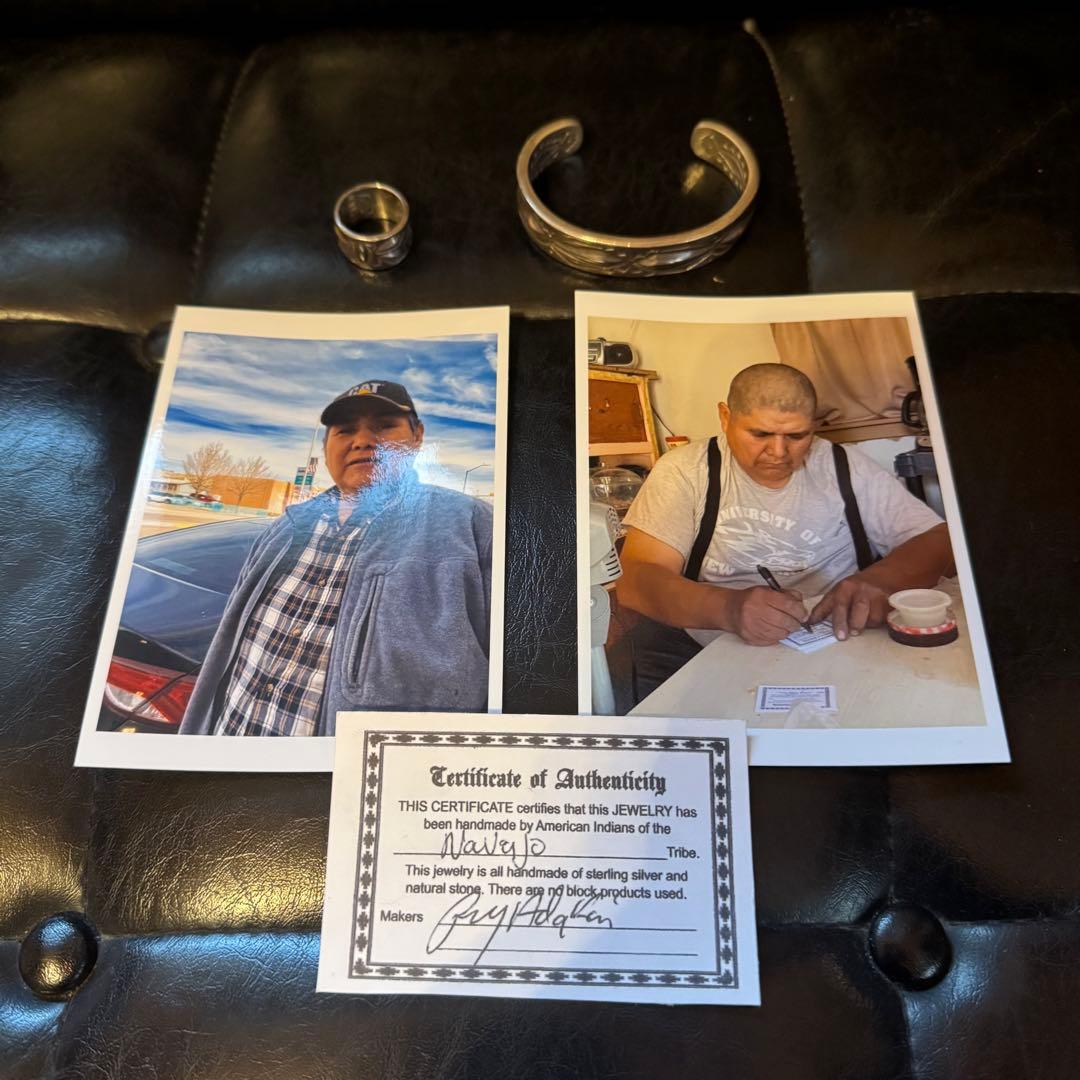 ナバホ族 Ray Adakaiレイアダカイ バングル&リング セット シルバー