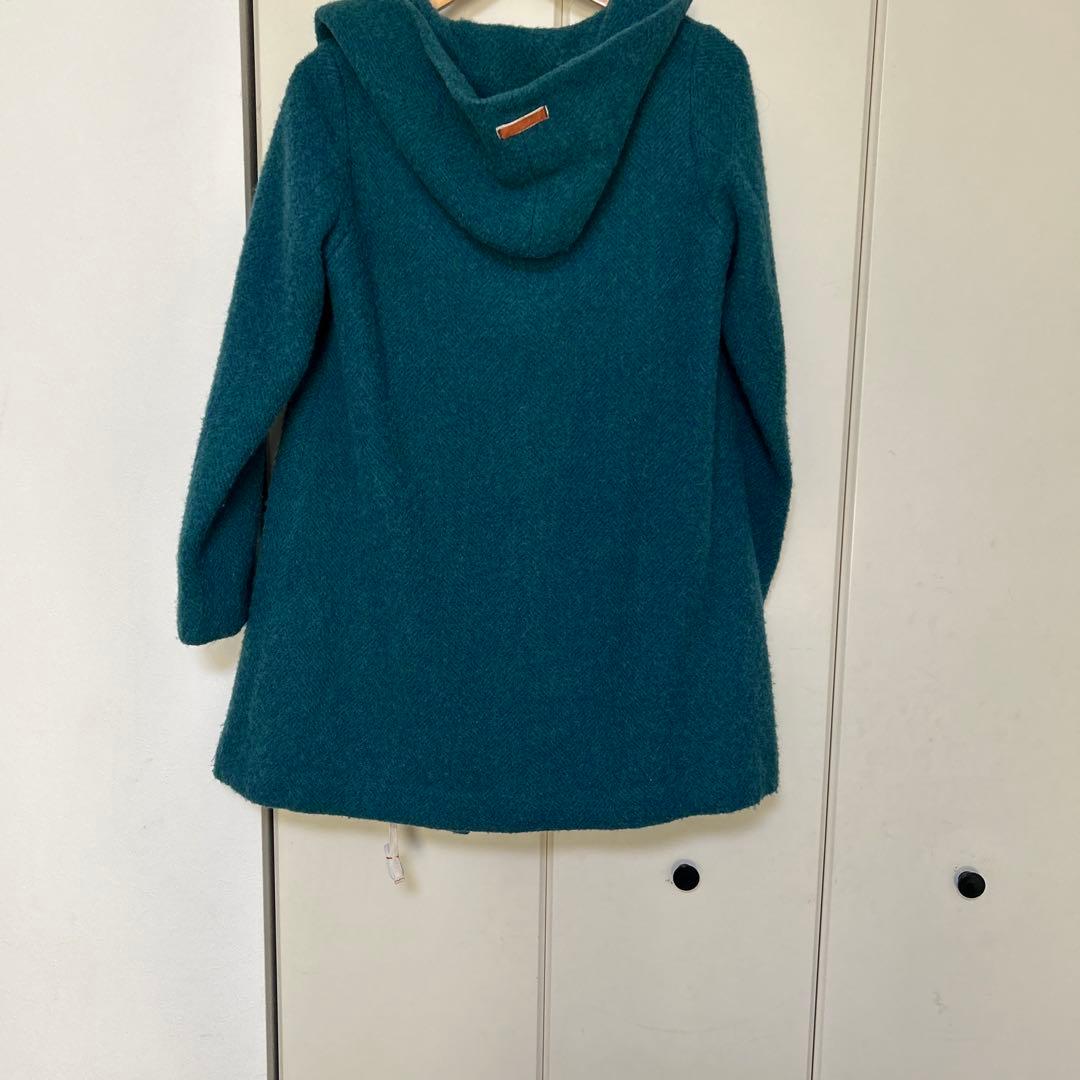 vmヴーム　ウール&アンゴラ　グリーン&ブルー　フーディーコート